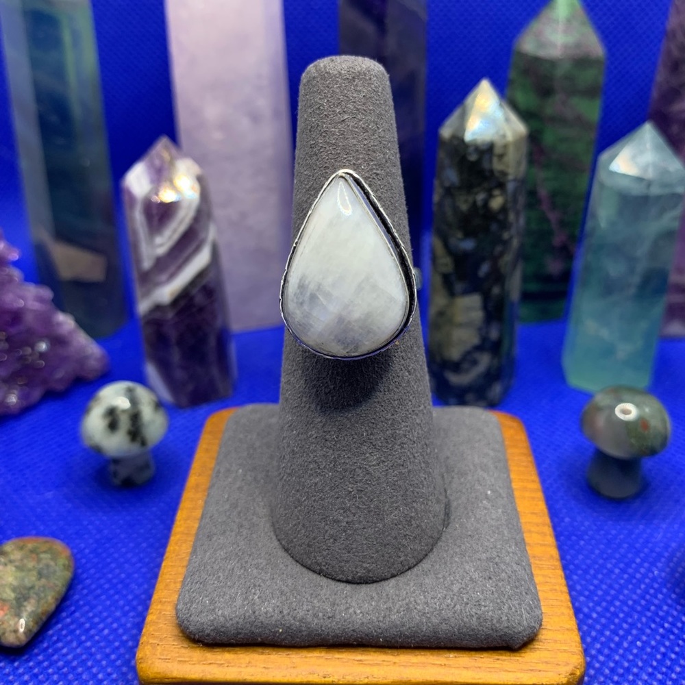 White Moonstone w Subtle Blue Flashes! .925 Sterling Plated, SPECIAL PRICE! 🤑